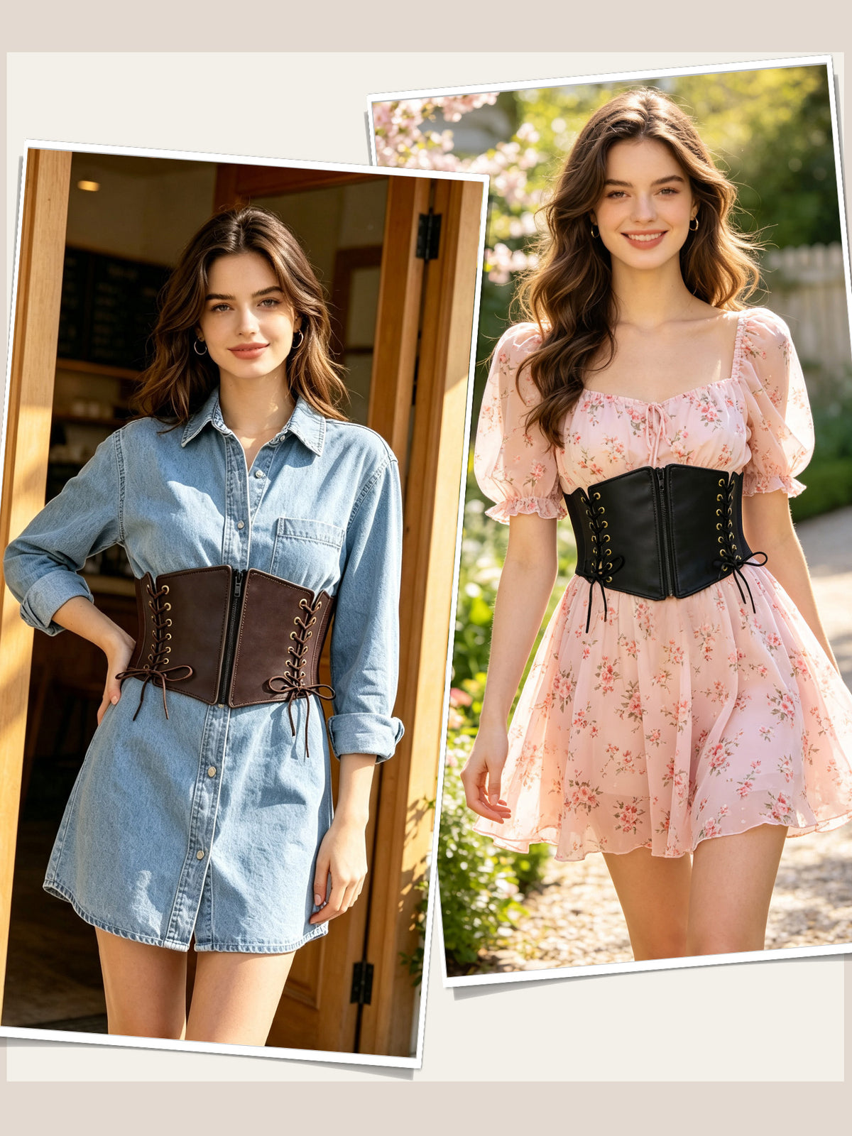 Hanerdun Women Waist Belt with Zipper Elastic Corset Lacing Wide Belts for Dress Waistband