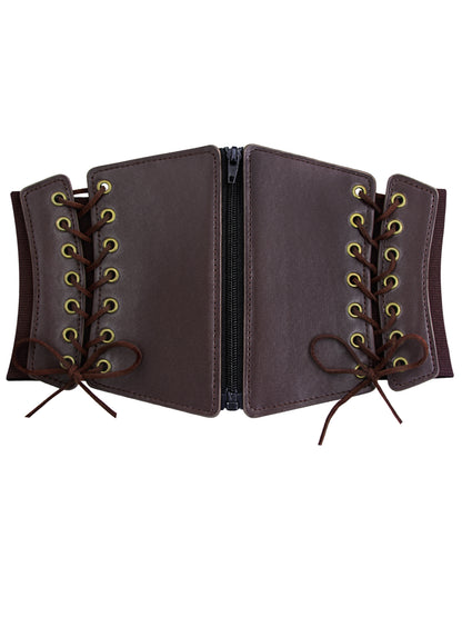 Hanerdun Women Waist Belt with Zipper Elastic Corset Lacing Wide Belts for Dress Waistband