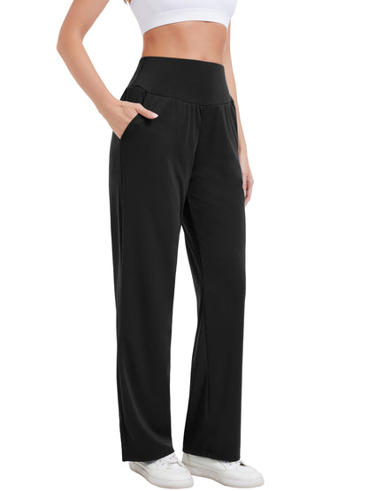 Hanerdun Womens Yoga Pants Bottoms with Pockets Wide Leg High Waist Workout Activewear
