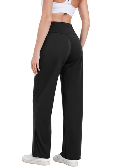 Hanerdun Womens Yoga Pants Bottoms with Pockets Wide Leg High Waist Workout Activewear
