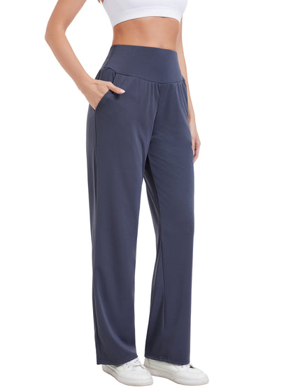 Hanerdun Womens Yoga Pants Bottoms with Pockets Wide Leg High Waist Workout Activewear