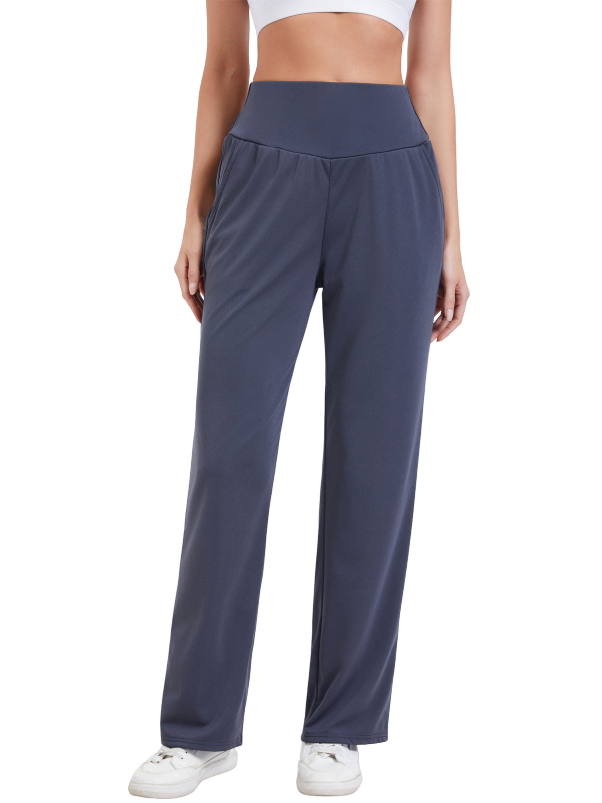 Hanerdun Womens Yoga Pants Bottoms with Pockets Wide Leg High Waist Workout Activewear