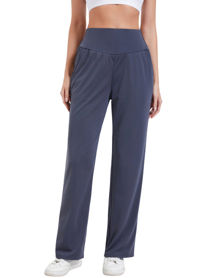 Hanerdun Womens Yoga Pants Bottoms with Pockets Wide Leg High Waist Workout Activewear