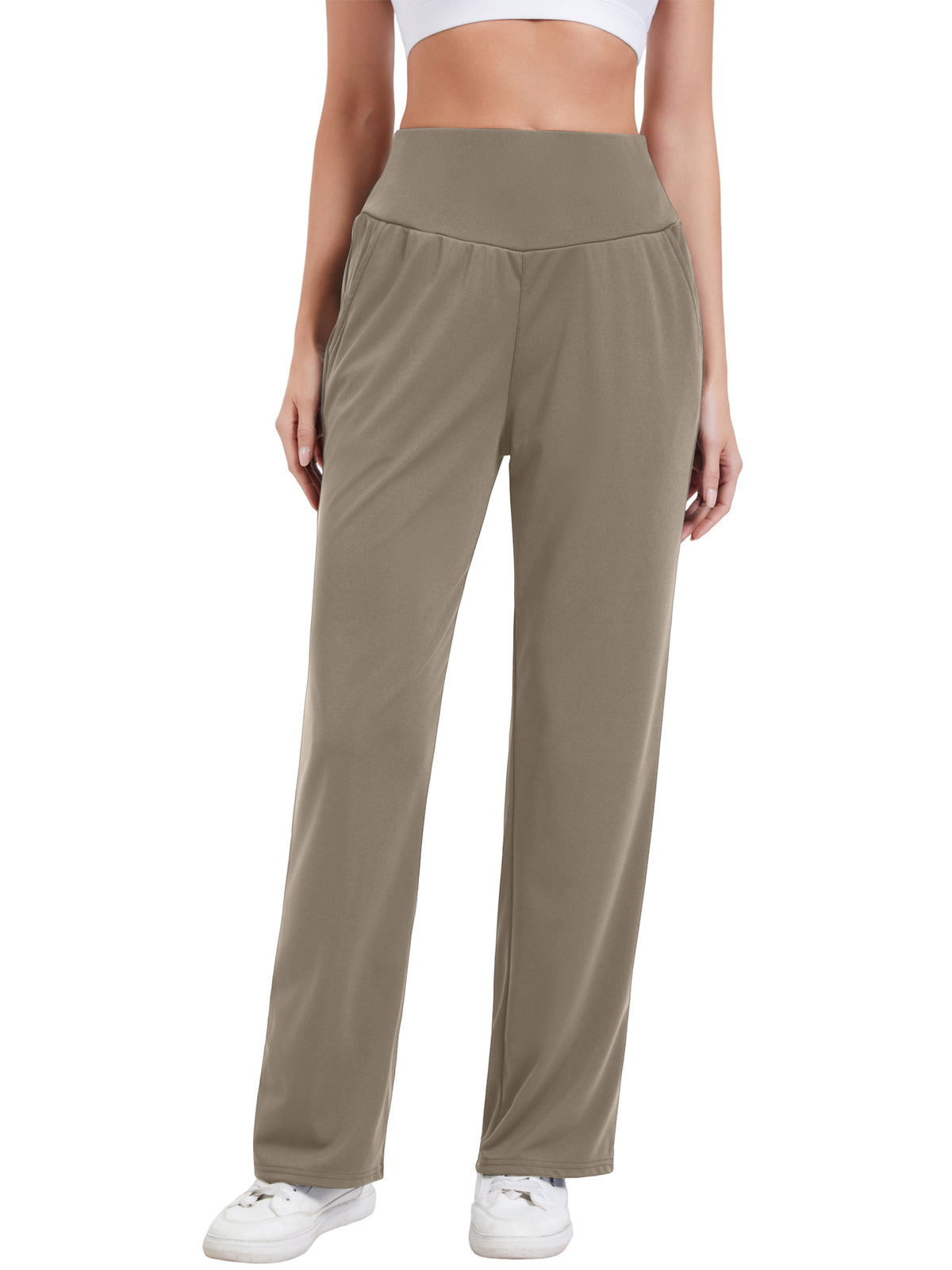Hanerdun Womens Yoga Pants Bottoms with Pockets Wide Leg High Waist Workout Activewear