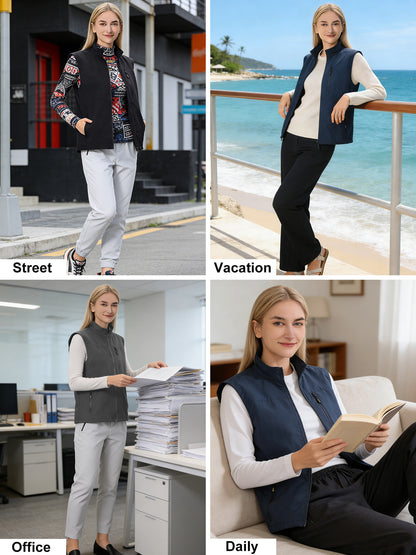 Hanerdun Womens Vest with Zipper Pocekts Lightweight Waterproof Windproof Sleeveless Jacket Hiking Golf Running Travel