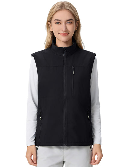 Hanerdun Womens Vest with Zipper Pocekts Lightweight Waterproof Windproof Sleeveless Jacket Hiking Golf Running Travel