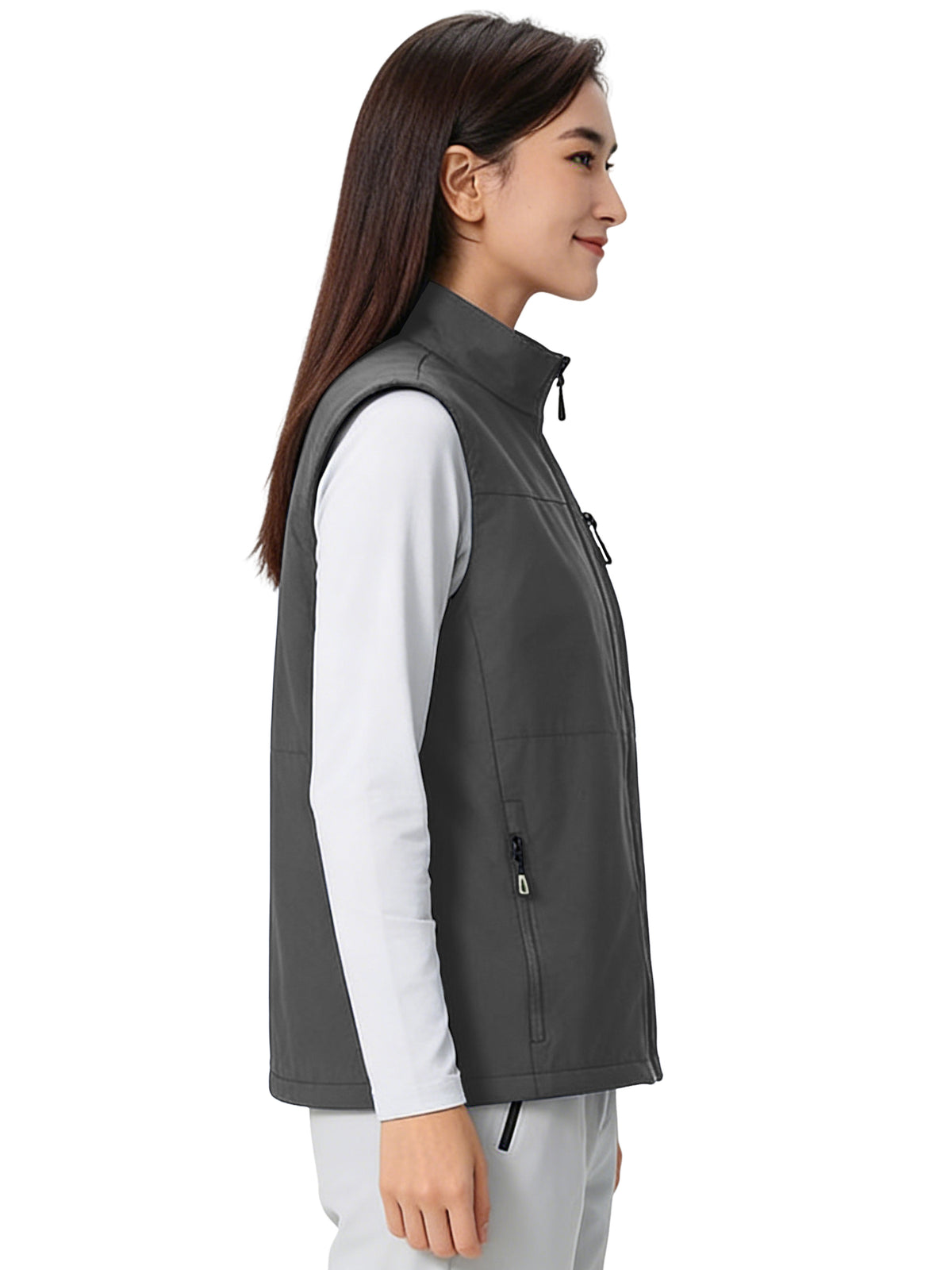 Hanerdun Womens Vest with Zipper Pocekts Lightweight Waterproof Windproof Sleeveless Jacket Hiking Golf Running Travel