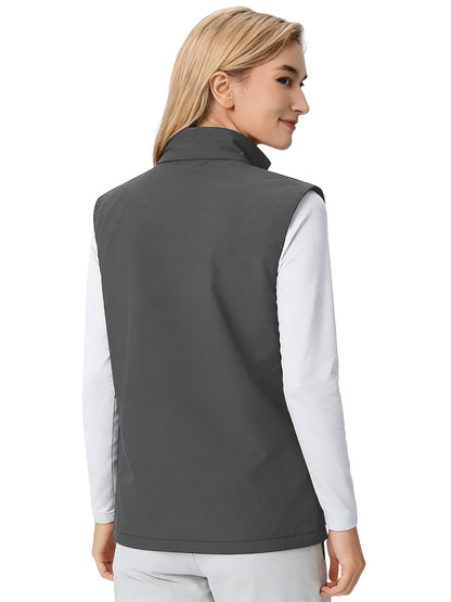 Hanerdun Womens Vest with Zipper Pocekts Lightweight Waterproof Windproof Sleeveless Jacket Hiking Golf Running Travel