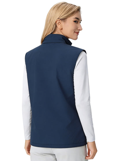 Hanerdun Womens Vest with Zipper Pocekts Lightweight Waterproof Windproof Sleeveless Jacket Hiking Golf Running Travel
