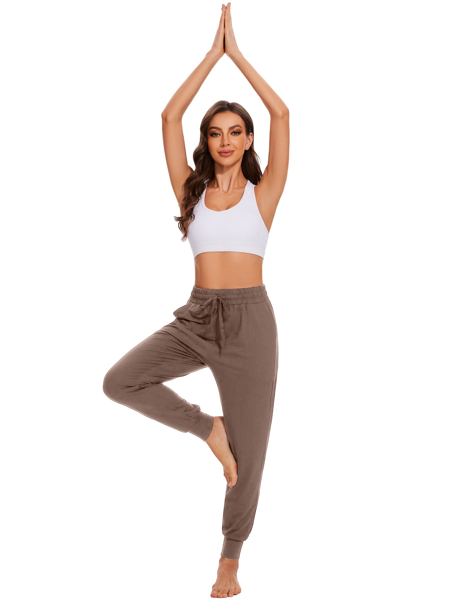 Hanerdun Women's Joggers Athletic Ankle Pants Pocket Elastic Waist Yoga Running Bottoms