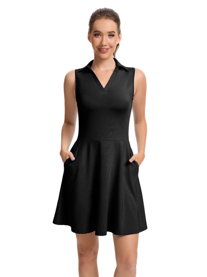 Hanerdun Womens Tennis Dress with Shorts & Pockets Sleeveless Workout Athletic Golf Dress