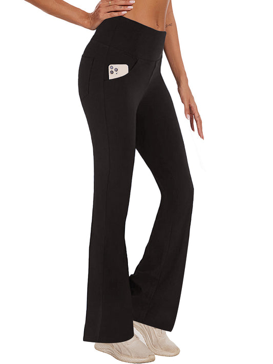 Hanerdun Women Bootcut Yoga Pants with Pockets Female High Waist Sweat Pant Workout Activewear
