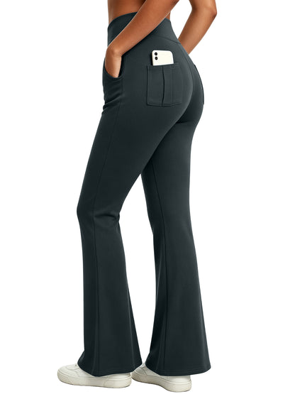 Hanerdun Womens Bootcut Yoga Pants with Pockets Flare Workout Legging High Waist Lightweight Bottoms Activewear