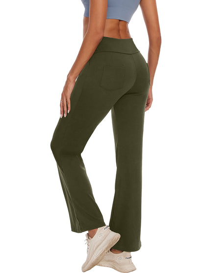 Hanerdun Women Bootcut Yoga Pants with Pockets Female High Waist Sweat Pant Workout Activewear
