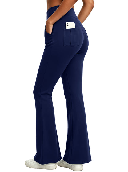 Hanerdun Womens Bootcut Yoga Pants with Pockets Flare Workout Legging High Waist Lightweight Bottoms Activewear