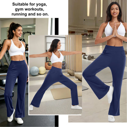 Hanerdun Womens Bootcut Yoga Pants with Pockets Flare Workout Legging High Waist Lightweight Bottoms Activewear