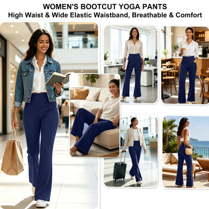 Hanerdun Womens Bootcut Yoga Pants with Pockets Flare Workout Legging High Waist Lightweight Bottoms Activewear