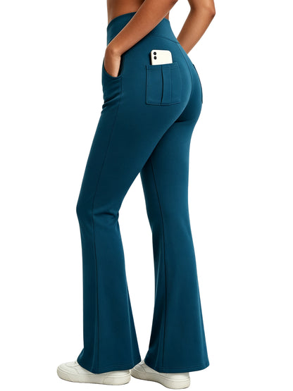 Hanerdun Womens Bootcut Yoga Pants with Pockets Flare Workout Legging High Waist Lightweight Bottoms Activewear
