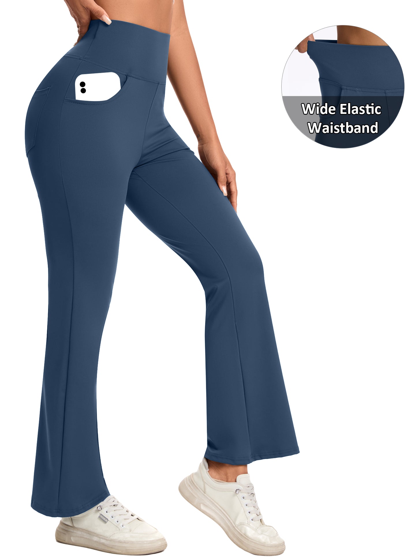 Hanerdun Yoga Pants for Women High Waist Bootcut Bottoms with Pockets Workout Activewear Bootleg Trousers