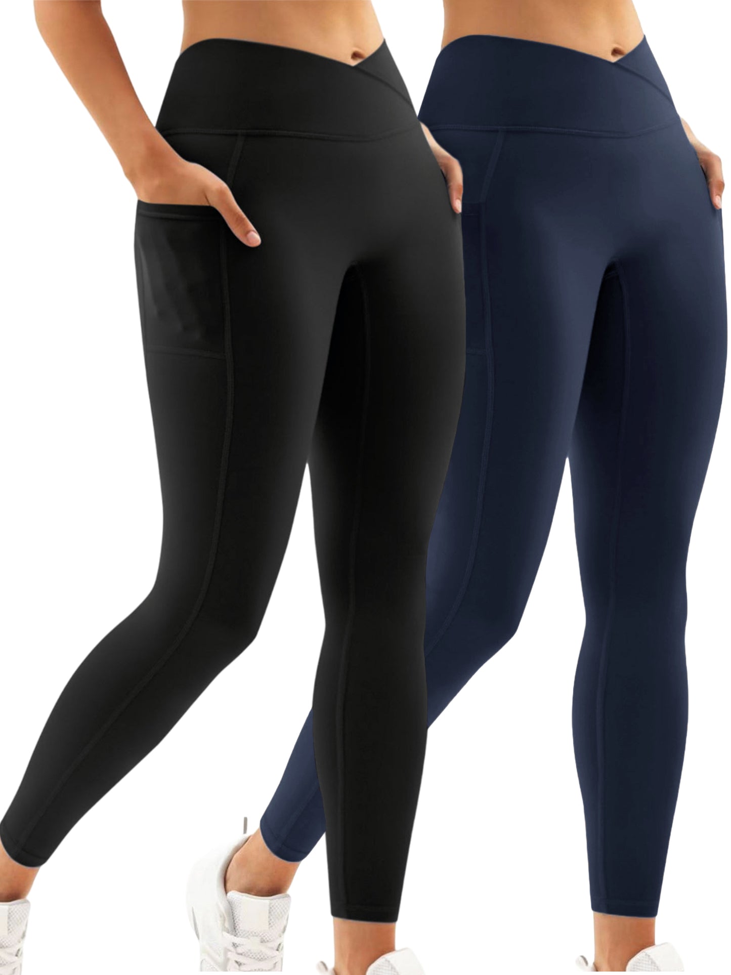 Hanerdun Yoga Pants for Women Running Leggings Female Pocket Workout Bottom High Waist Activewear