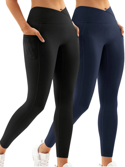 Hanerdun Yoga Pants for Women Running Leggings Female Pocket Workout Bottom High Waist Activewear