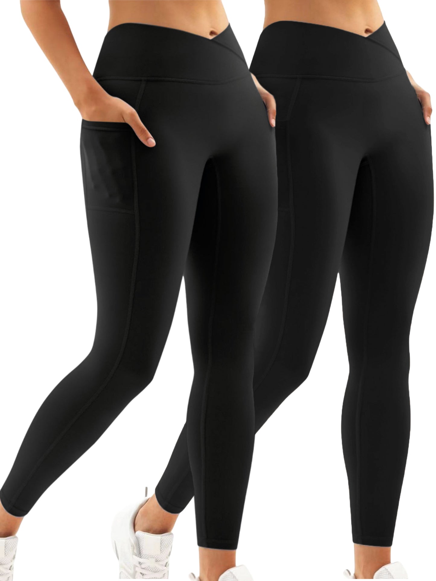 Hanerdun Yoga Pants for Women Running Leggings Female Pocket Workout Bottom High Waist Activewear