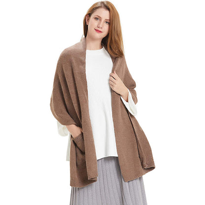 HANERDUN Women Warm Pashmina Shawl Wrap Winter Soft Cashmere Scarf with Pockets