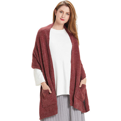 HANERDUN Women Warm Pashmina Shawl Wrap Winter Soft Cashmere Scarf with Pockets