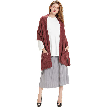 HANERDUN Women Warm Pashmina Shawl Wrap Winter Soft Cashmere Scarf with Pockets