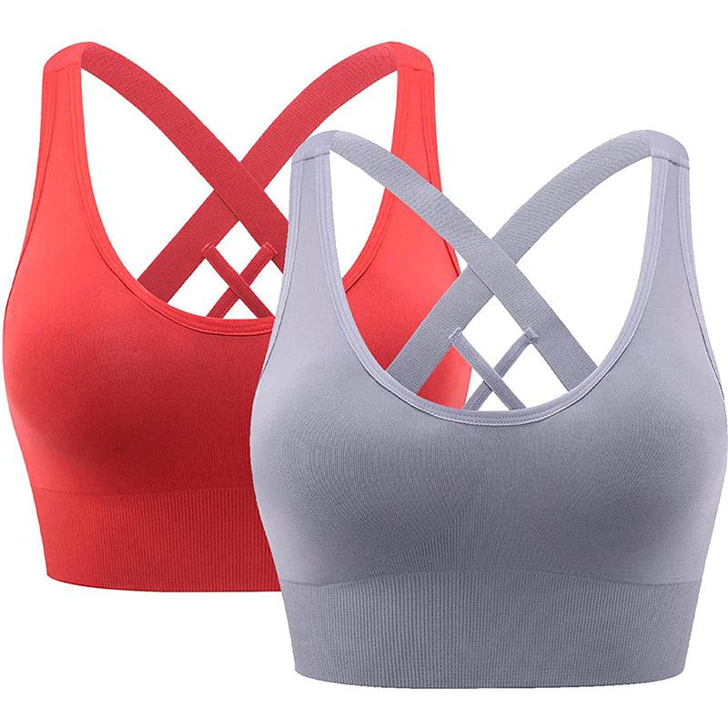 Sports Bras for Women - Cute Backless Medium Support Yoga Running Workout  Bras with Removable Cups (Color : Red, Size : 38A)