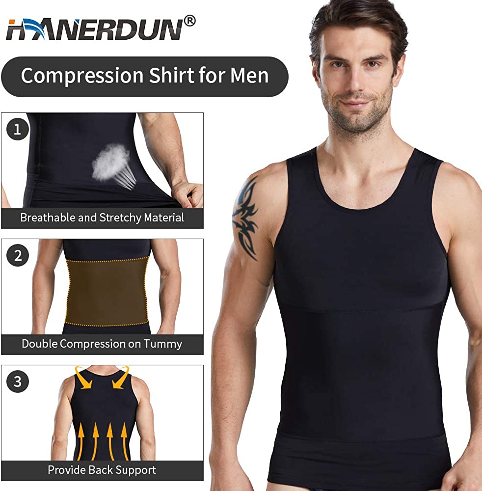 HANERDUN Men Compression Shirt Slimming Body Shaper Vest Tummy Control –  Hanerdunlife